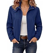 LOMON Stand Collar Jacket for Women Cropped Bomber Zip Up Coat Women Trendy | Side Pockets, Elast...