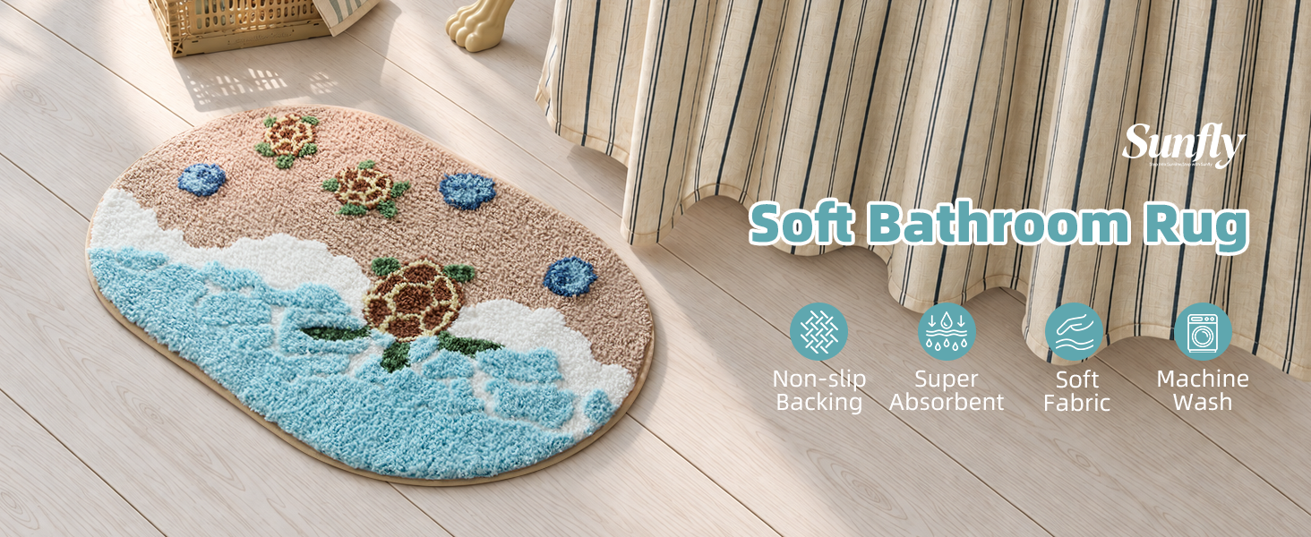 beach bathroom rugs cute turtle
