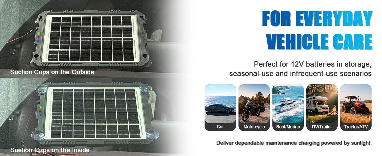 12W solar battery charger maintainer