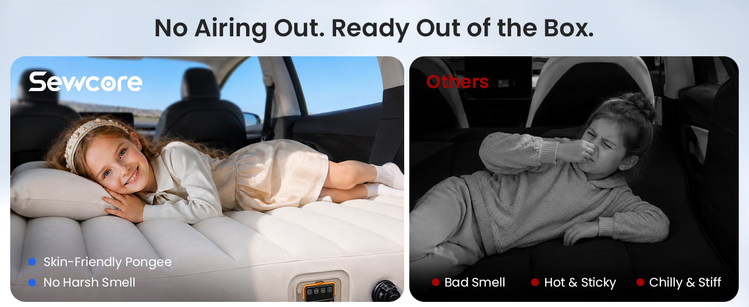 Model Y camping accessories with air mattress, Camp Mode and overnight sleeping space for road trips