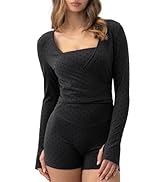 AVGO Women Pilates Wrap Top Tie Dance Shirt Ballet Yoga Tee Long Sleeve V Neck Cropped Tops Activ...