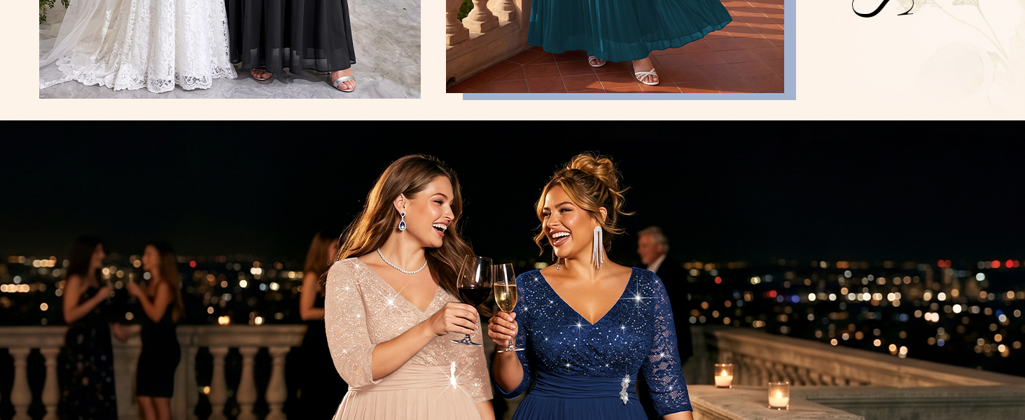 MISSMAY Women's Plus Size Formal V Neck Mother of the Bride A-Line Dresses