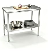 FITHOW 24"x60" Stainless Steel Prep Table with Wheels | 24" x 60" Rolling Work Table with , Heavy...