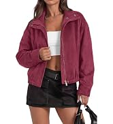 PRETTYGARDEN Lightweight Faux Suede Bomber Jacket Women Coats Outerwear | Zipper, Elastic Hem, Cr...
