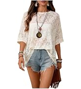 SOLY HUX Women's Square Neck Short Sleeve Peplum Tops Tie Front Summer Teen Girls Babydoll Top T ...
