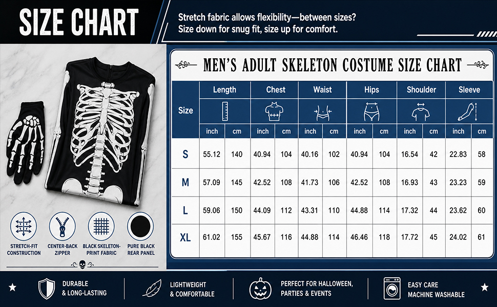 Halloween Skeleton costume for Men