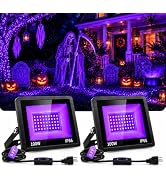 BZlamp 2-Pack 200W UV Black Lights for Halloween & Party, IP66, Plug/Switch | 395nm UV Black Ligh...