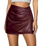 Avanova Women Ruched Wrap Faux Leather Mini Skirt | Bodycon Mini Skirt, Pu Leather, High Waist, R...