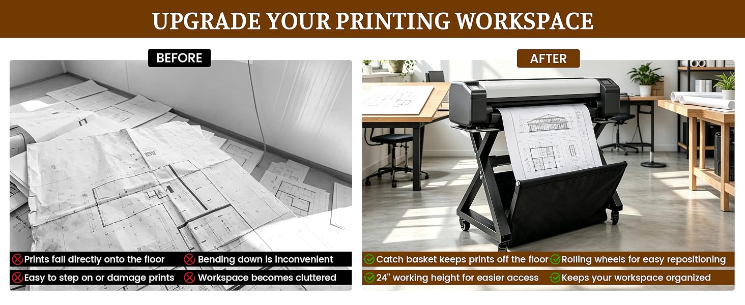 Printer Stand with Catch Basket Fit for Canon