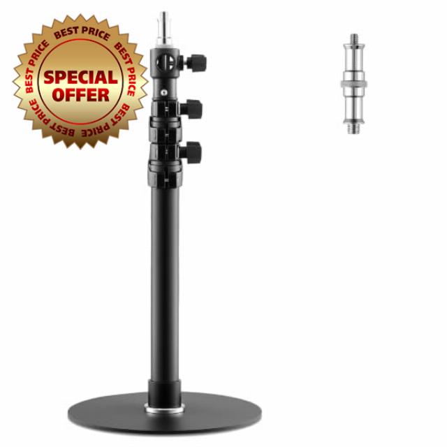 14.57"-29.13" Round Base Monopod Adjustable Round Light Stand Base for Desk                                                          with 1/4"-3/8" Screw for Lighting Setup