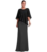 GATMAHE Mother of the Bride Dresses, Ruffle Cape Sleeve Long Gown | Weddings and formal dinners, ...