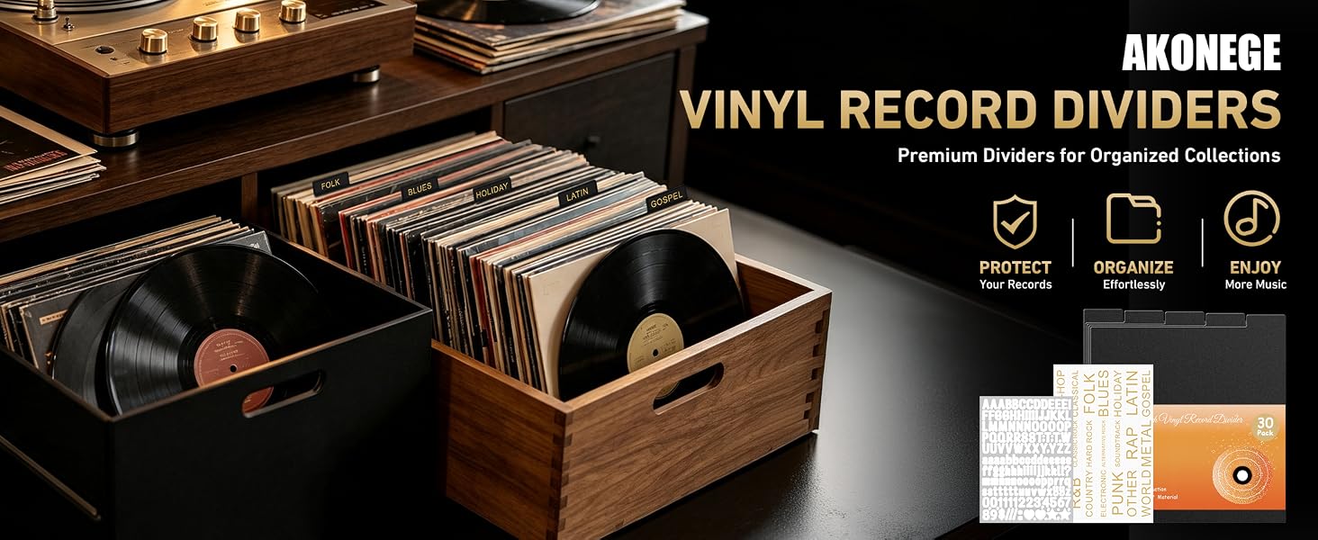 AKONEGE Vinyl Record Dividers 12-Inch for LP Album Storage