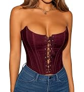 Avanova Women Strapless Lace Up Corset Tops Crop Bustier Going Out Top | Overbust Tube Tops, Swee...