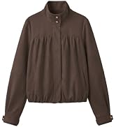 luvamia Faux Suede Jackets for Women Long Sleeve Button Up Bubble Coat | Funnel Neck Short Jacket...