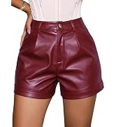 Avanova Women Faux Leather Shorts High Waisted Pleated with Pockets | Smooth Semi-Matte PU Leathe...