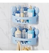 LEVERLOC Shower Caddy Suction Cup 2 Pack, Shower Organizer Removable Bathroom Shelf, Storage for ...