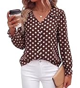 PRETTYGARDEN Women's Long Sleeve V Neck Blouses Casual Dressy Boho Tops | Ruffle Cuffs, Button Do...