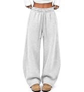 Trendy Queen Womens Wide Leg Fleece Lined Fall Sweatpants | Baggy Lounge Sweat Pants Fashion Casu...