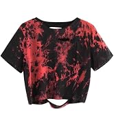 Avanova Tie Dye Shirt Women Ripped Short Sleeve Crop Tops Distressed Cropped T Shirts for Concert...