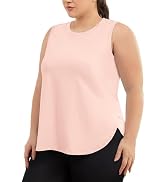 COOTRY Plus Size Workout Tank Tops for Women Sleeveless Athletic Shirts Loose Fit Yoga Running Cl...