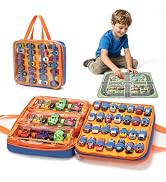 Toy Car Large Garage Storage with Slide Runway & Racing Track | 70+Toy Cars Display Case Organize...