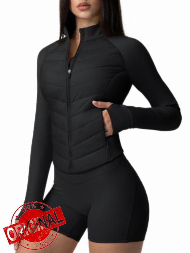 AVGO Women Running Jackets Slim Fit Hybrid Insulated Jacket With Thumbholes Lightly Padded