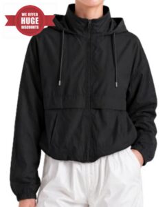 Windbreaker Jacket Women Zip Up Hoodie Women Lightweight Jackets                                                          Black Jacket Sport Casual Jacket Workout Outerwear With Pockets For Hiking Athletic Rainy Day Outfits