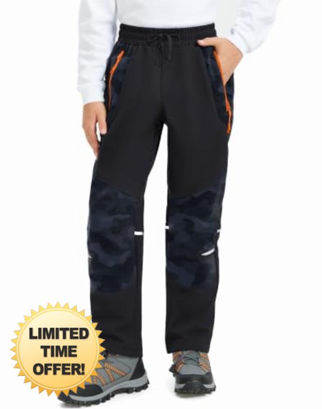 Kids Snow Pants Waterproof Fleece Lined Ski Hiking Pant Boys Girls                                                          Insulated Warm Thermal