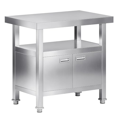 Middle Shelf Commercial Table Cabinet with Double Doors for Prep Work for Home