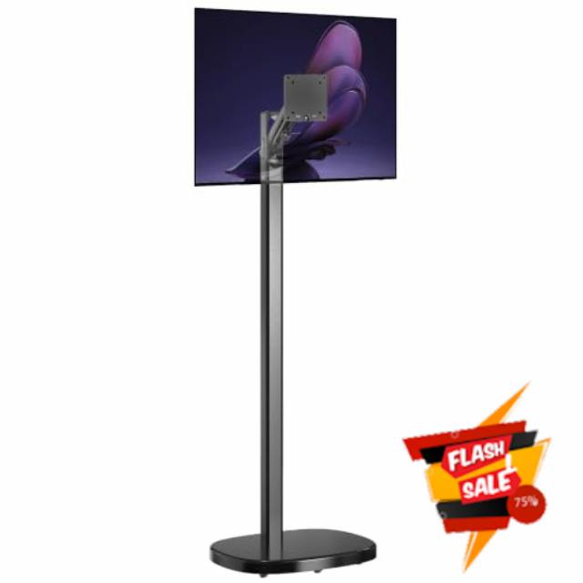 CTA Ergonomic Floor Stand for Monitors & TV’s Up to 35-inches & 22 lbs - Mobile Stand with Anti-Knockdown Base & Height Adjustable - Commercial Grade - Black - (ADD-MSADFSB)