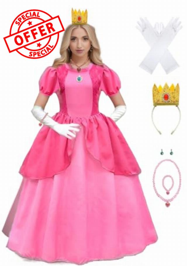 Adult Princess Peach Costume With Accessories                                                          Including:A Dress