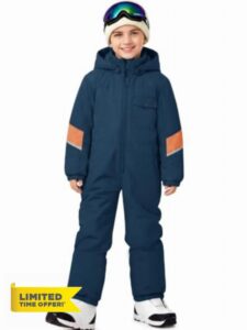 Haloumoning Boys One Piece Snow Suit Hooded Winter Jumpsuits Ski Suits                                                          Kids Youth Snowsuits
