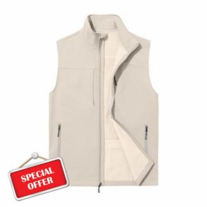 Men’s Vest Softshell Outerwear Fleece Lined Windproof Sleeveless Jacket                                                          Multi-Pockets with Reflective Elements