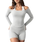 AVGO Women Sexy Off The Shoulder Long Sleeve Crop Top Lightweight Strapless