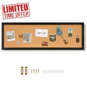 DOLLAR BOSS Narrow Linen Bulletin Board 36"x12" Long Cork Board