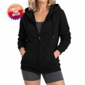 GIVON Women's 100% Cotton Soft Double-Brushed Full Zip Up Hoodie                                                          Soft Double-Brushed Inside and Out Fabric