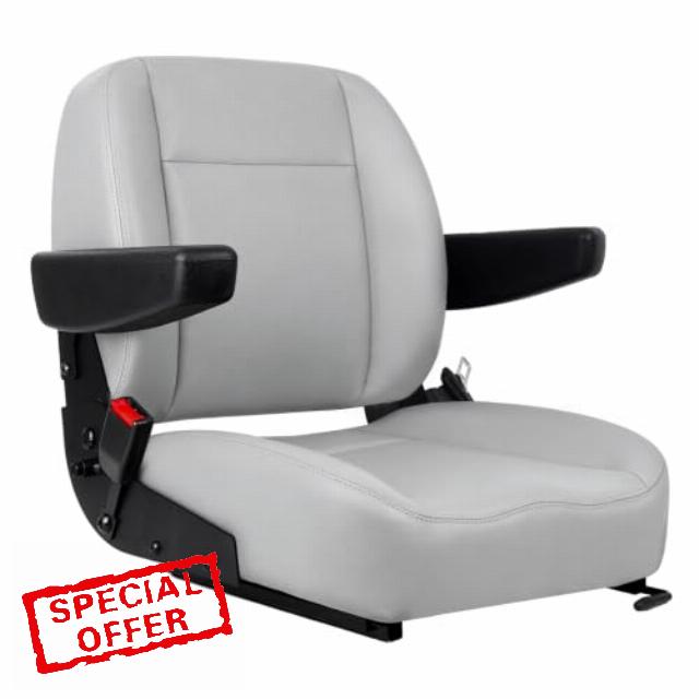 Universal Grey Tractor Seat Comfortable Lawn Mower Seat with Safety Feature                                                          TICSEA Grey Foldable Lawn Mower Seat
