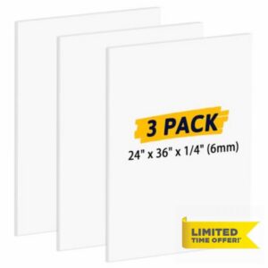 AKONEGE 3 Pack White Foam Board 24" x 36" x 0.23" (6mm) for Art Craft                                                          Thick Foam Core Board