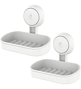 LEVERLOC Soap Holder Soap Dish for Shower Suction Cup Wall Mounted NO-Drilling Self Draining Remo...