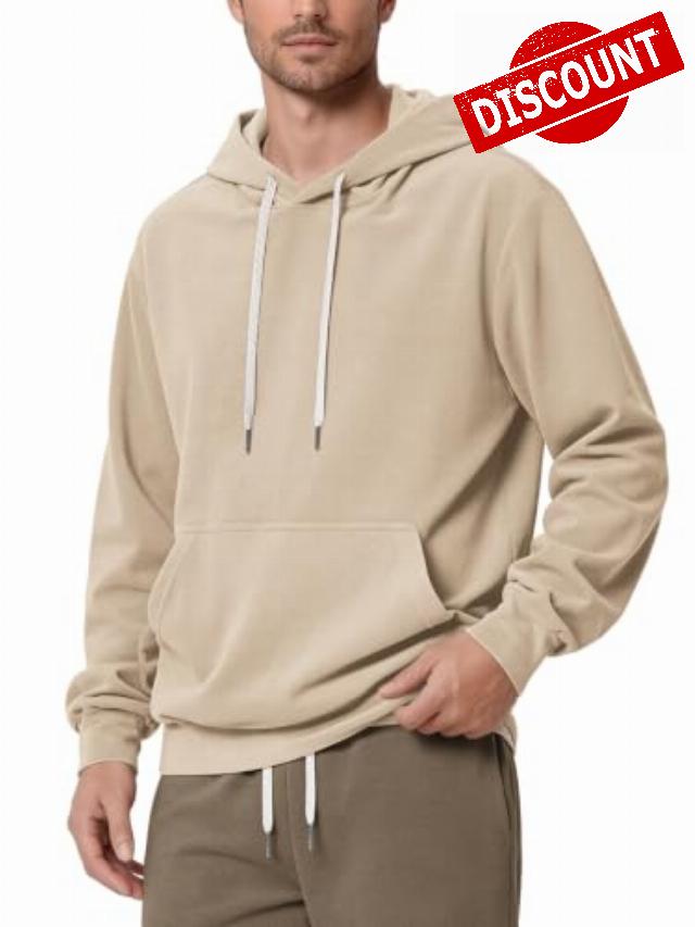ODODOS Men's Brushed Fleece Hoodie with Kangaroo Pocket