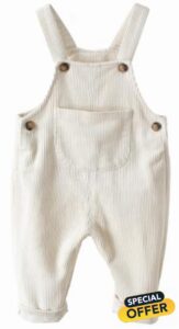 CAHL&FAUO Baby Boy Girl Corduroy Bib Overalls Cotton Button Suspender Overalls Plain Romper Loose Jumpsui