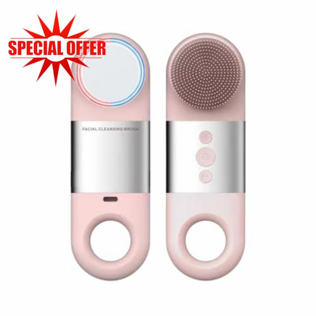 Electric Silicone Facial Cleansing Brush with Hot and Cold Compress