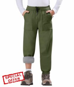 Kids Snow Pants Boys Girls Fleece Waterproof Winter Ski Pants                                                          Toddler Snowpants