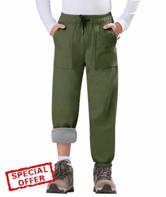 Kids Snow Pants Boys Girls Fleece Waterproof Winter Ski Pants                                                          Toddler Snowpants