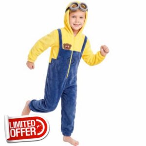 Minions Costume for Kids Officially Licensed Plush Jumpsuit with Goggles                                                          Officially Licensed Universal Minions Hooded Costume
