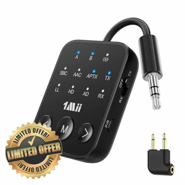 1Mii SafeFly Dot2 Bluetooth 5.3 Transmitter Receiver for Airplane