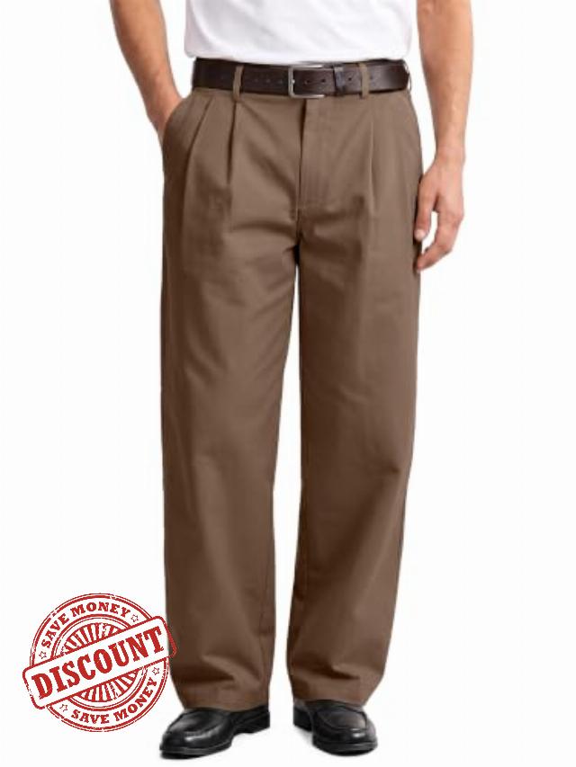 Comdecevis Men's Pleated Baggy Fit Casual Chino Pants                                                          Durable cotton blend