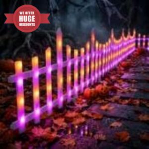 8 Pcs Light up Halloween Fence Outdoor Yard Garden
