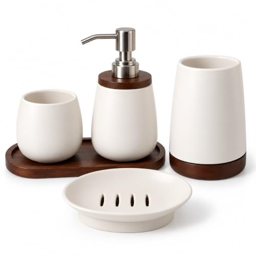 White Countertop Set 12 oz soap dispenser with steel pump