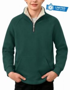 Boys Fleece Quarter Zip Mock Neck Sweatshirts for Winter                                                          Unisex 6-14 Years